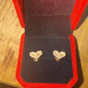Gold Heart Stud Earrings
